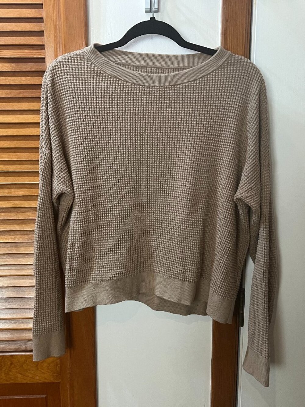 REI Brown Waffle Knit Sweater XL Relaxed Crewneck